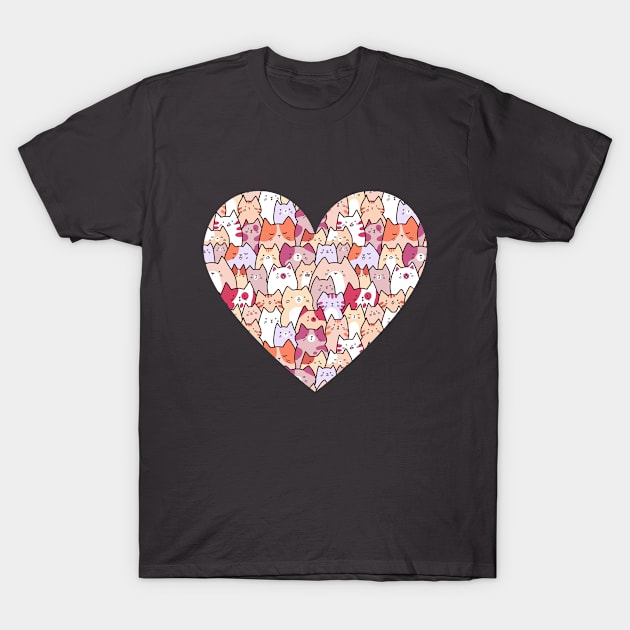 Cute cats in a heart illustration T-Shirt by Yarafantasyart